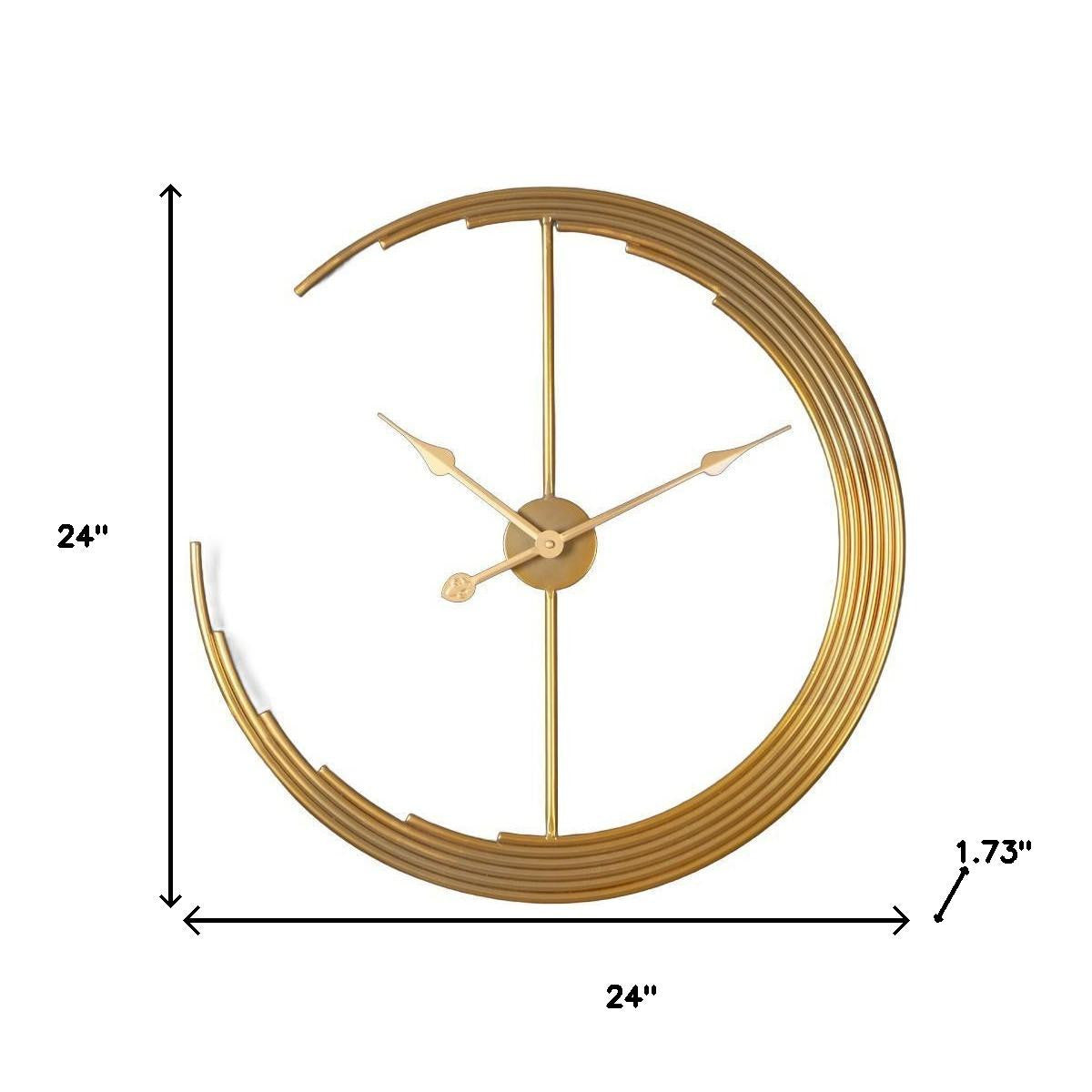 24" Gold Glass Analog Round Wall Clock