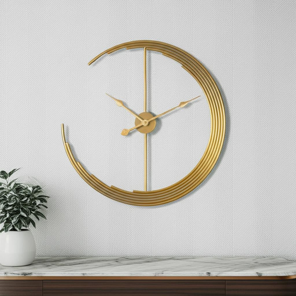 24" Gold Glass Analog Round Wall Clock